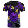 Tahiti T-shirt - Custom Personalised Polynesian Waves with Plumeria Flowers (Purple)