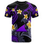 Tokelau T-shirt - Custom Personalised Polynesian Waves with Plumeria Flowers (Purple)