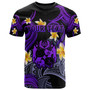 Tonga T-shirt - Custom Personalised Polynesian Waves with Plumeria Flowers (Purple)