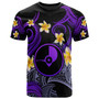 Yap T-shirt - Custom Personalised Polynesian Waves with Plumeria Flowers (Purple)