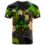 Fiji T-shirt - Custom Personalised Polynesian Waves with Plumeria Flowers (Reggae)