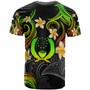 Pohnpei T-shirt - Custom Personalised Polynesian Waves with Plumeria Flowers (Reggae)