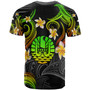 Tahiti T-shirt - Custom Personalised Polynesian Waves with Plumeria Flowers (Reggae)