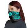 Wallis And Futuna Neck Gaiter - Floral Tattoo Neon Blue 1