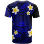 American Samoa Custom Personalised T-Shirt - Plumeria Polynesian Vibe Blue