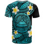 American Samoa Custom Personalised T-Shirt - Plumeria Polynesian Vibe Turquoise