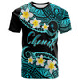 Chuuk Custom Personalised T-Shirt - Plumeria Polynesian Vibe Turquoise 1