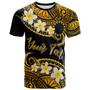 Cook Islands Custom Personalised T-Shirt - Plumeria Polynesian Vibe Gold 2