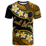 Cook Islands Custom Personalised T-Shirt - Plumeria Polynesian Vibe Gold 1