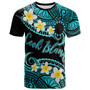 Cook Islands Custom Personalised T-Shirt - Plumeria Polynesian Vibe Turquoise 1