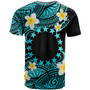 Cook Islands Custom Personalised T-Shirt - Plumeria Polynesian Vibe Turquoise