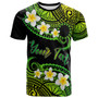 Cook Islands Custom Personalised T-Shirt - Plumeria Polynesian Vibe Green 2