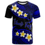 Fiji Crest Custom Personalised T-Shirt - Plumeria Polynesian Vibe Blue 2