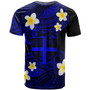 Fiji Custom Personalised T-Shirt - Plumeria Polynesian Vibe Blue