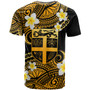 Fiji Custom Personalised T-Shirt - Plumeria Polynesian Vibe Gold