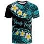 Federated States of Micronesia Custom Personalised T-Shirt - Plumeria Polynesian Vibe Turquoise 2