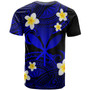 Hawaii Custom Personalised T-Shirt - Plumeria Polynesian Vibe Blue