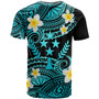 Kosrae Custom Personalised T-Shirt - Plumeria Polynesian Vibe Turquoise