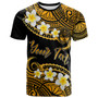 Marshall Islands Crest Custom Personalised T-Shirt - Plumeria Polynesian Vibe Gold 2