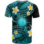 Marshall Islands Custom Personalised T-Shirt - Plumeria Polynesian Vibe Turquoise