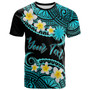Nauru Custom Personalised T-Shirt - Plumeria Polynesian Vibe Turquoise 2