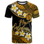 New Caledonia Custom Personalised T-Shirt - Plumeria Polynesian Vibe Gold 1