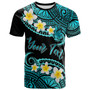 New Caledonia Custom Personalised T-Shirt - Plumeria Polynesian Vibe Turquoise 2