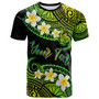 New Caledonia Custom Personalised T-Shirt - Plumeria Polynesian Vibe Green 2