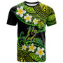 New Caledonia Custom Personalised T-Shirt - Plumeria Polynesian Vibe Green 1