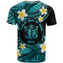 Niue Custom Personalised T-Shirt - Plumeria Polynesian Vibe Turquoise