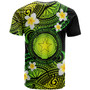 Northern Mariana Islands Custom Personalised T-Shirt - Plumeria Polynesian Vibe Green