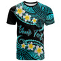 Palau Custom Personalised T-Shirt - Plumeria Polynesian Vibe Turquoise 2