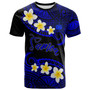 Samoa Custom Personalised T-Shirt - Plumeria Polynesian Vibe Blue 1