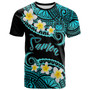 Samoa Custom Personalised T-Shirt - Plumeria Polynesian Vibe Turquoise 1