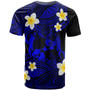 Tonga Custom Personalised T-Shirt - Plumeria Polynesian Vibe Blue