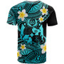Tonga Custom Personalised T-Shirt - Plumeria Polynesian Vibe Turquoise