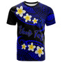 Vanuatu Custom Personalised T-Shirt - Plumeria Polynesian Vibe Blue 2