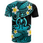 Vanuatu Custom Personalised T-Shirt - Plumeria Polynesian Vibe Turquoise