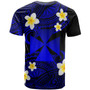 Wallis and Futuna Custom Personalised T-Shirt - Plumeria Polynesian Vibe Blue