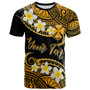 Wallis and Futuna Custom Personalised T-Shirt - Plumeria Polynesian Vibe Gold 2