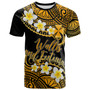 Wallis and Futuna Custom Personalised T-Shirt - Plumeria Polynesian Vibe Gold 1