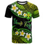 Wallis and Futuna Custom Personalised T-Shirt - Plumeria Polynesian Vibe Green 2