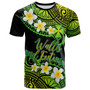 Wallis and Futuna Custom Personalised T-Shirt - Plumeria Polynesian Vibe Green 1