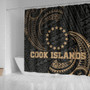 Cook Islands Polynesian Shower Curtain - Gold Tribal Wave 2