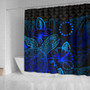 Cook Islands Shower Curtain Turtle Hibiscus Blue 2