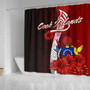 Cook Islands Polynesian Shower Curtain - Coat Of Arm With Hibiscus 2