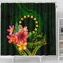 Cook Islands Polynesian Shower Curtain- Floral With Seal Flag Color 4