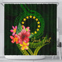 Cook Islands Polynesian Custom Personalised Shower Curtain- Floral With Seal Flag Color 1