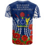 Cook Islands Anzac T-Shirt - Lest We Forget Polyneisnan Tribal Pattern Poppy Flower