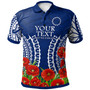 Cook Islands Anzac Polo Shirt - Lest We Forget Polyneisnan Tribal Pattern Poppy Flower